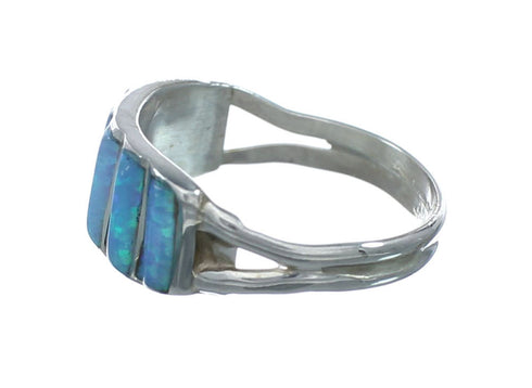 Blue Opal Authentic Sterling Silver Zuni Ring Size 5-3/4 X10577